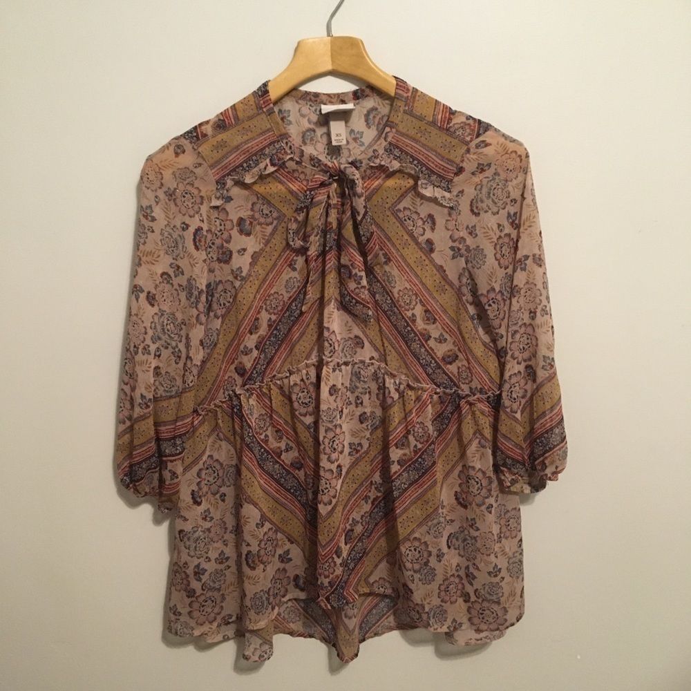 Knox Rose Boho Floral Stripe Top | Size XS